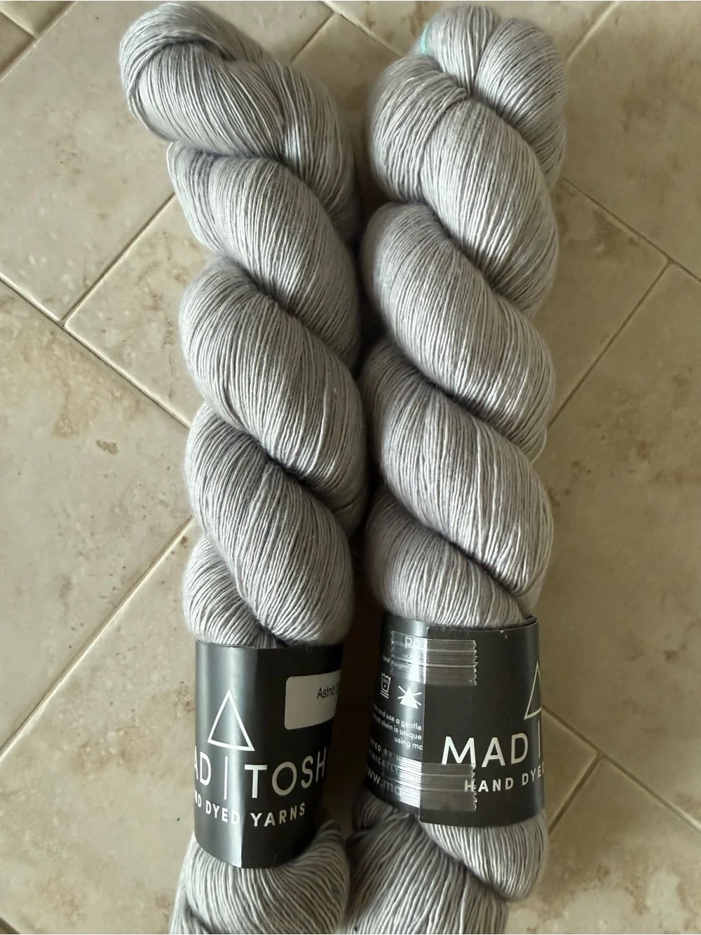 Mad Tosh Hand-Dyed Yarn Skeins in Soft Gray - Astrid Grey